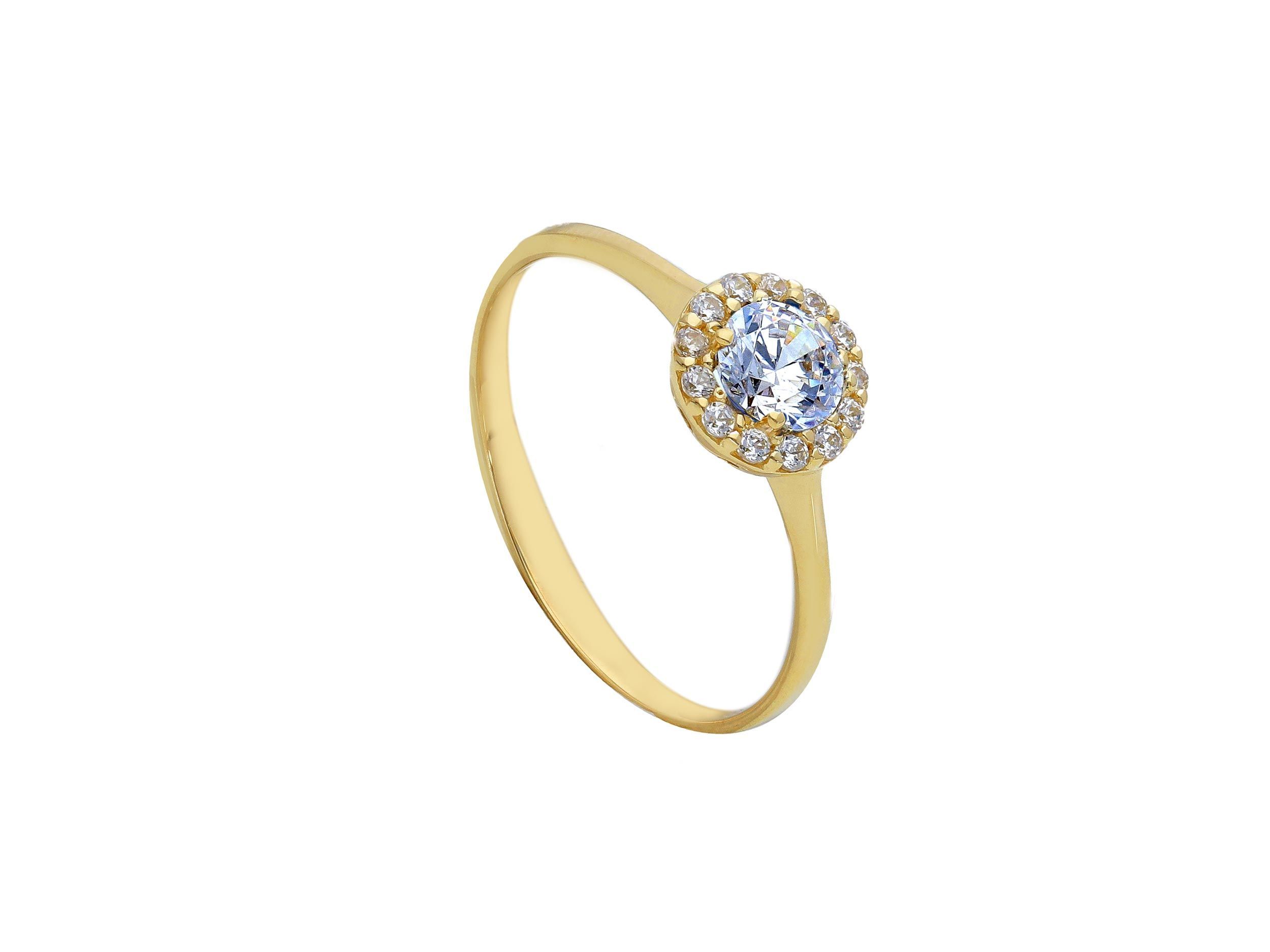 Golden single stone- k14 with thin module and zirgon (S250932)